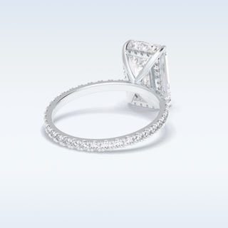 Elegant 3.06 CT Pave & Hidden Halo Engagement Ring Featuring Emerald Moissanite