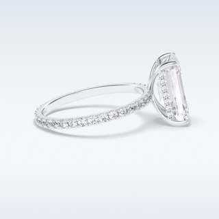 Elegant 3.06 CT Pave & Hidden Halo Engagement Ring Featuring Emerald Moissanite