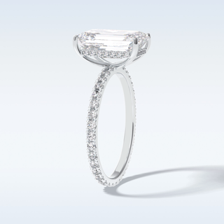 Elegant 3.06 CT Pave & Hidden Halo Engagement Ring Featuring Emerald Moissanite