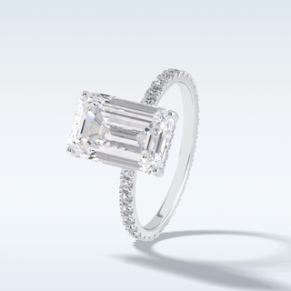 Elegant 3.06 CT Pave & Hidden Halo Engagement Ring Featuring Emerald Moissanite