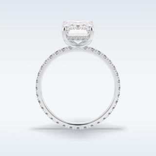Elegant 3.06 CT Pave & Hidden Halo Engagement Ring Featuring Emerald Moissanite