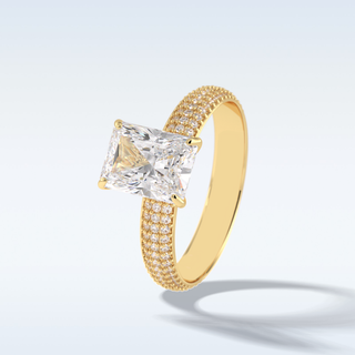2.0 CT Pave Engagement Ring Featuring Radiant Moissanite