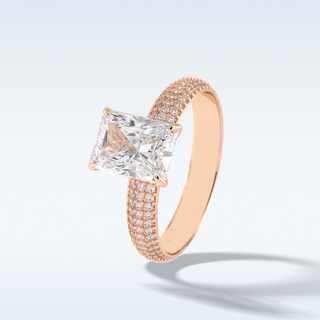 2.0 CT Pave Engagement Ring Featuring Radiant Moissanite