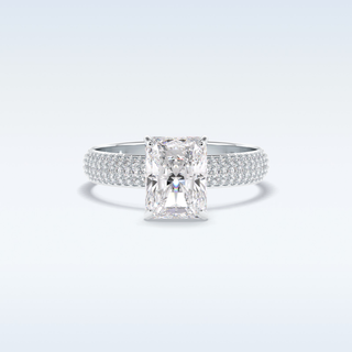 2.0 CT Pave Engagement Ring Featuring Radiant Moissanite