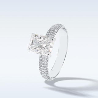 2.0 CT Pave Engagement Ring Featuring Radiant Moissanite
