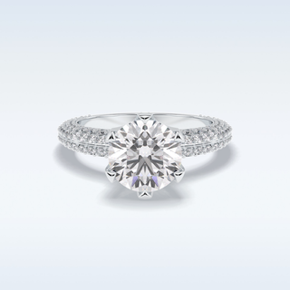 2.5 CT Pave Engagement Ring Featuring Round Moissanite