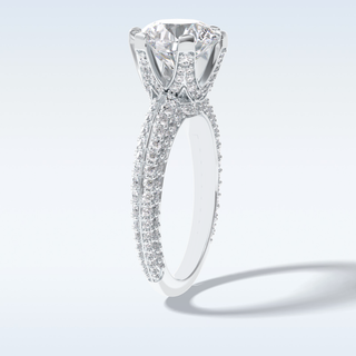 2.5 CT Pave Engagement Ring Featuring Round Moissanite