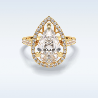 Elegant 3.0 CT Halo & Pave Engagement Ring Featuring Pear Moissanite