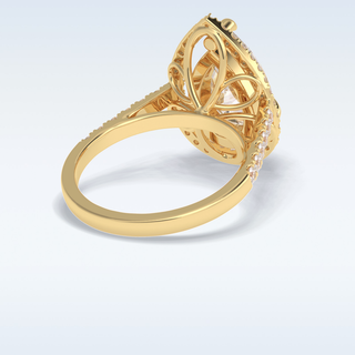 Elegant 3.0 CT Halo & Pave Engagement Ring Featuring Pear Moissanite