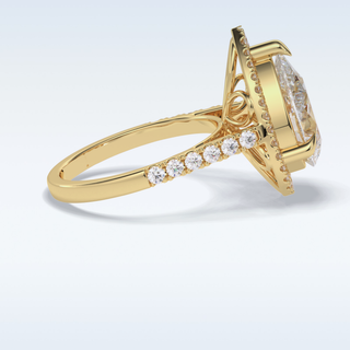 Elegant 3.0 CT Halo & Pave Engagement Ring Featuring Pear Moissanite
