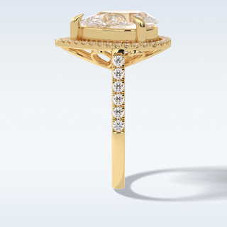 Elegant 3.0 CT Halo & Pave Engagement Ring Featuring Pear Moissanite
