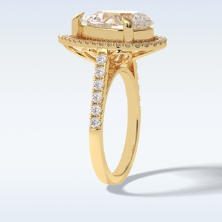 Elegant 3.0 CT Halo & Pave Engagement Ring Featuring Pear Moissanite