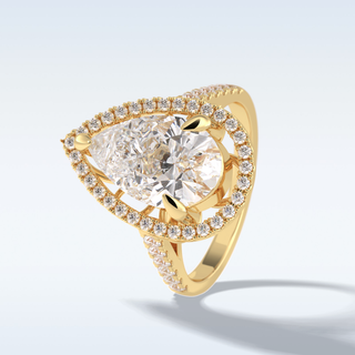 Elegant 3.0 CT Halo & Pave Engagement Ring Featuring Pear Moissanite