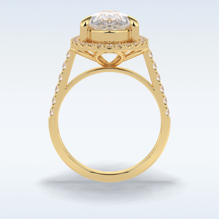 Elegant 3.0 CT Halo & Pave Engagement Ring Featuring Pear Moissanite