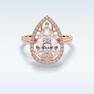 Elegant 3.0 CT Halo & Pave Engagement Ring Featuring Pear Moissanite