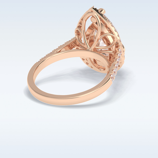 Elegant 3.0 CT Halo & Pave Engagement Ring Featuring Pear Moissanite
