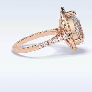 Elegant 3.0 CT Halo & Pave Engagement Ring Featuring Pear Moissanite