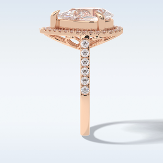 Elegant 3.0 CT Halo & Pave Engagement Ring Featuring Pear Moissanite