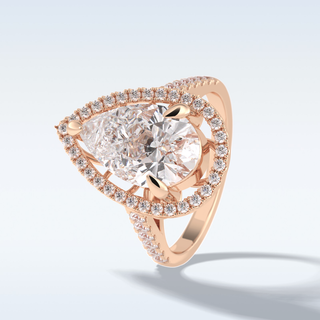 Elegant 3.0 CT Halo & Pave Engagement Ring Featuring Pear Moissanite