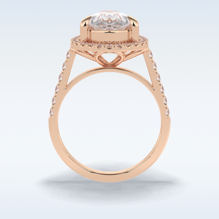 Elegant 3.0 CT Halo & Pave Engagement Ring Featuring Pear Moissanite