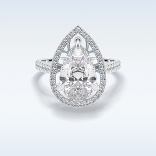 Elegant 3.0 CT Halo & Pave Engagement Ring Featuring Pear Moissanite