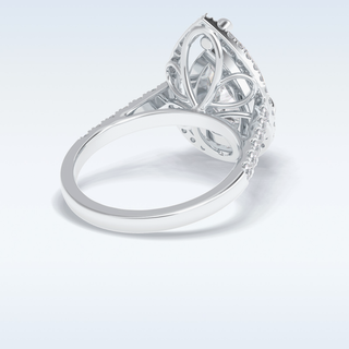 Elegant 3.0 CT Halo & Pave Engagement Ring Featuring Pear Moissanite