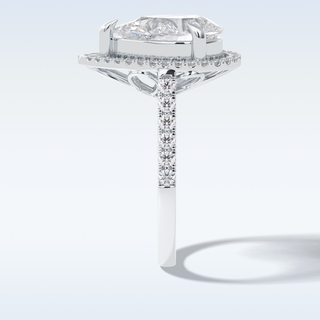 Elegant 3.0 CT Halo & Pave Engagement Ring Featuring Pear Moissanite