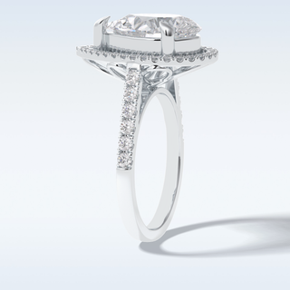 Elegant 3.0 CT Halo & Pave Engagement Ring Featuring Pear Moissanite