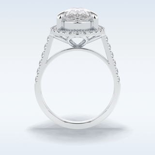 Elegant 3.0 CT Halo & Pave Engagement Ring Featuring Pear Moissanite