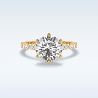 3.0 CT Pave Engagement Ring Featuring Round Moissanite