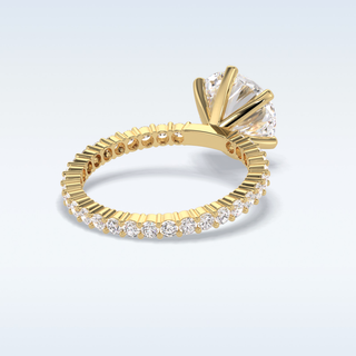 3.0 CT Pave Engagement Ring Featuring Round Moissanite