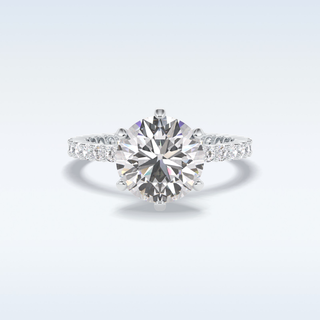 3.0 CT Pave Engagement Ring Featuring Round Moissanite