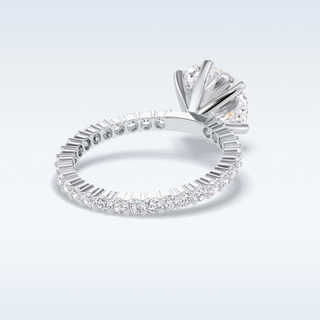 3.0 CT Pave Engagement Ring Featuring Round Moissanite