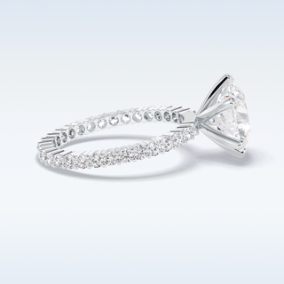 3.0 CT Pave Engagement Ring Featuring Round Moissanite