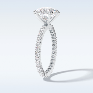 3.0 CT Pave Engagement Ring Featuring Round Moissanite