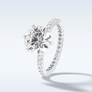3.0 CT Pave Engagement Ring Featuring Round Moissanite