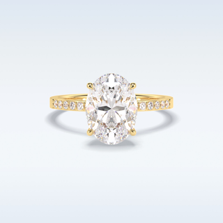 Elegant 3.0 CT Pave & Hidden Halo Engagement Ring Featuring Oval Moissanite