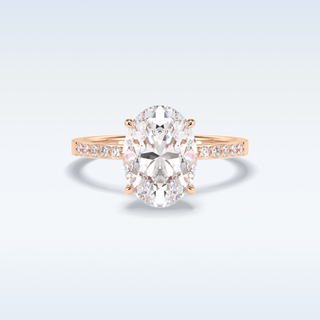Elegant 3.0 CT Pave & Hidden Halo Engagement Ring Featuring Oval Moissanite