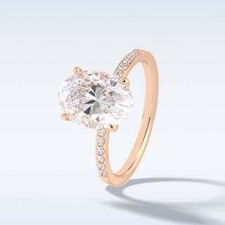 Elegant 3.0 CT Pave & Hidden Halo Engagement Ring Featuring Oval Moissanite