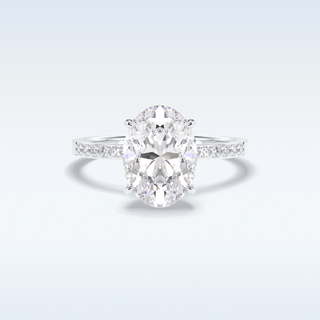 Elegant 3.0 CT Pave & Hidden Halo Engagement Ring Featuring Oval Moissanite