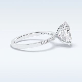 Elegant 3.0 CT Pave & Hidden Halo Engagement Ring Featuring Oval Moissanite