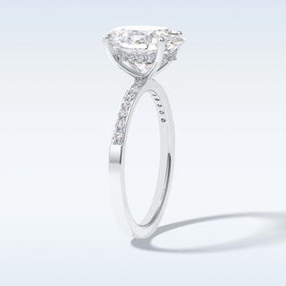 Elegant 3.0 CT Pave & Hidden Halo Engagement Ring Featuring Oval Moissanite