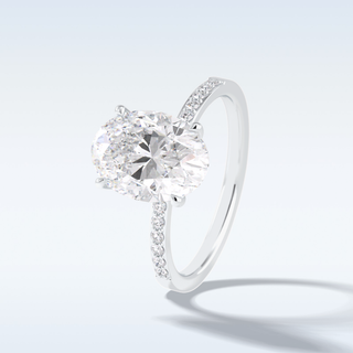 Elegant 3.0 CT Pave & Hidden Halo Engagement Ring Featuring Oval Moissanite