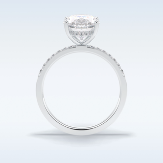 Elegant 3.0 CT Pave & Hidden Halo Engagement Ring Featuring Oval Moissanite
