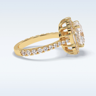 Elegant 4.02 CT Halo & Pave Engagement Ring Featuring Cushion Moissanite