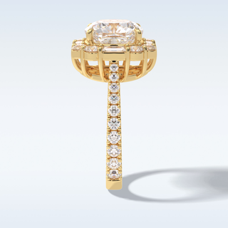 Elegant 4.02 CT Halo & Pave Engagement Ring Featuring Cushion Moissanite