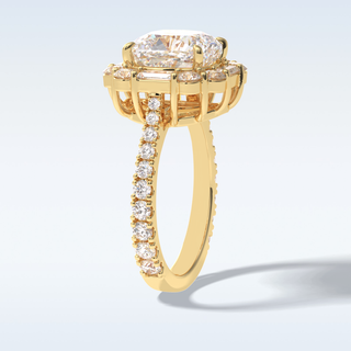 Elegant 4.02 CT Halo & Pave Engagement Ring Featuring Cushion Moissanite