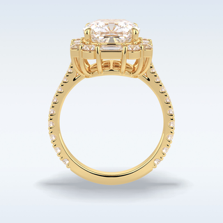 Elegant 4.02 CT Halo & Pave Engagement Ring Featuring Cushion Moissanite