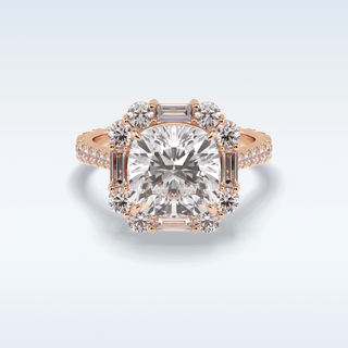 Elegant 4.02 CT Halo & Pave Engagement Ring Featuring Cushion Moissanite