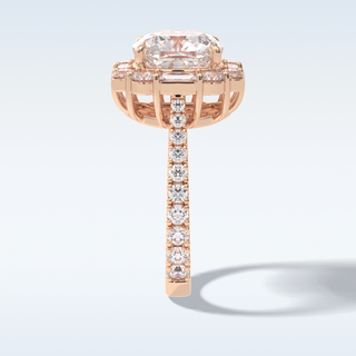 Elegant 4.02 CT Halo & Pave Engagement Ring Featuring Cushion Moissanite
